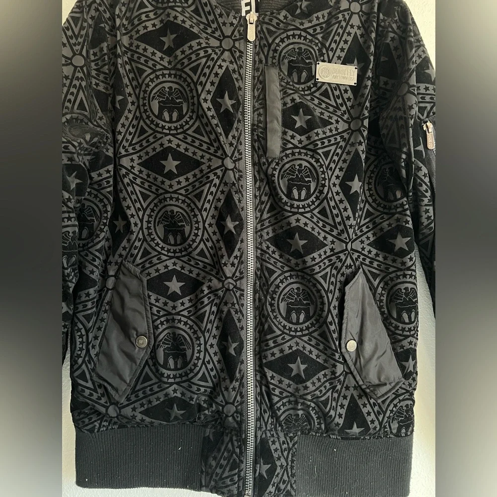 Born Fly Mens Born Fly Anytown USA Black Bomber Jacket‎ Size Medium